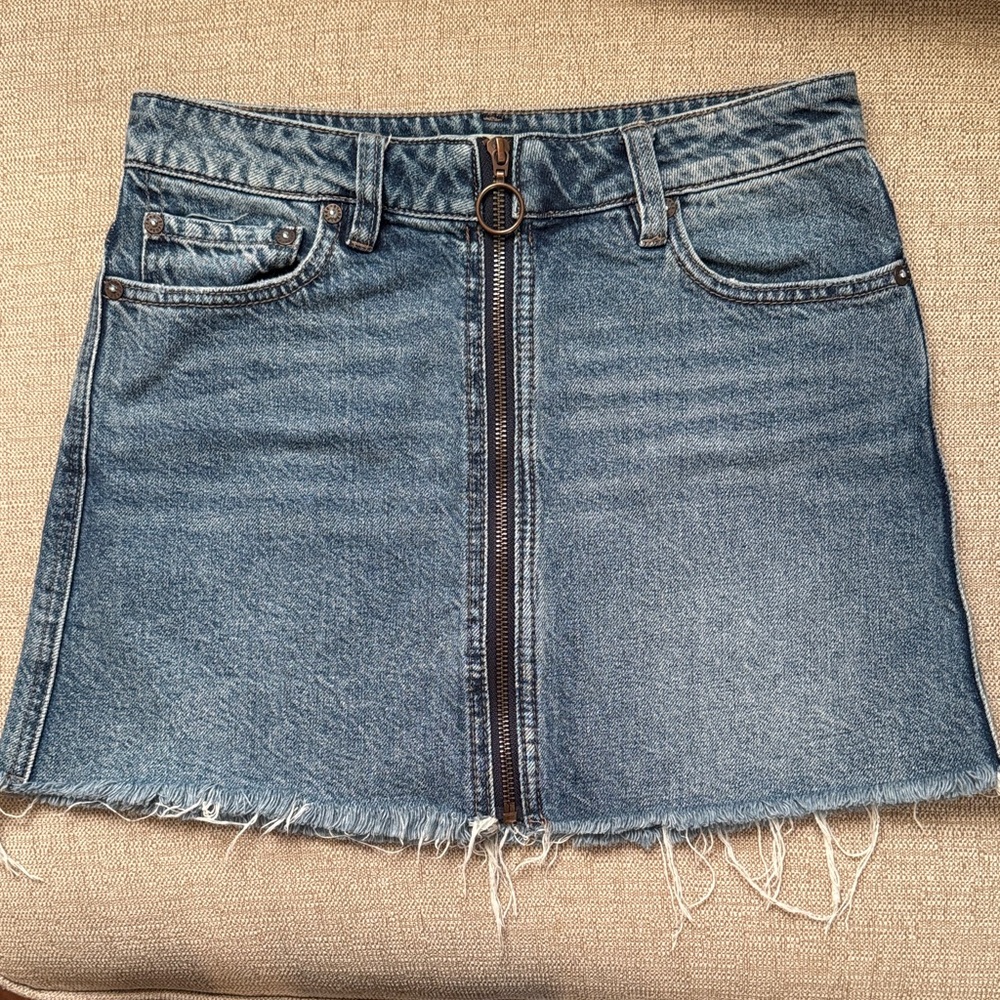 Free People - We The Free - Denim Mini Skirt with Frayed Hem 25